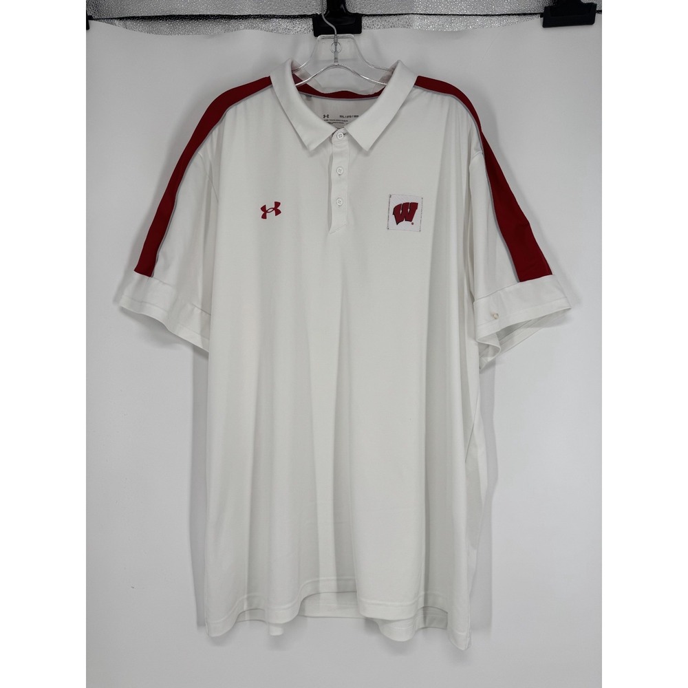 Under Armour Wisconsin Badgers Polo Shirt Mens 3XL Golf Short Sleeve Performance